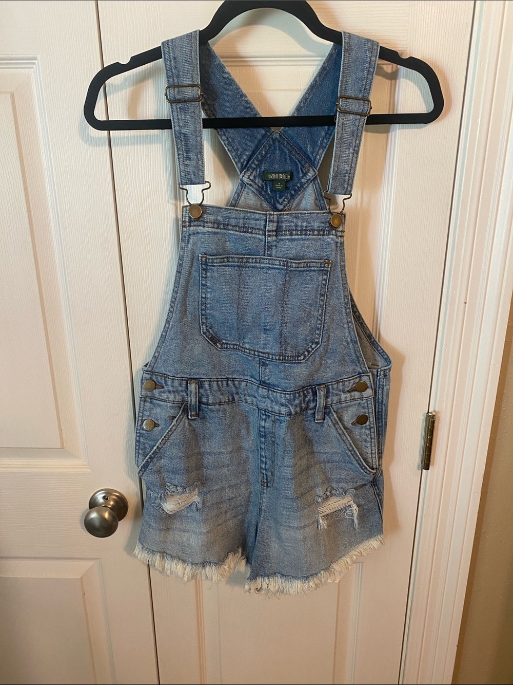 Light Wash Denim Short Overalls